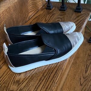 Karl Lagerfeld Black Slip-On Sneakers with Metallic Silver Toe